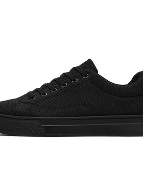 男鞋秋季透气202l4新款布鞋男款休闲帆布板鞋男士纯黑色鞋子男单