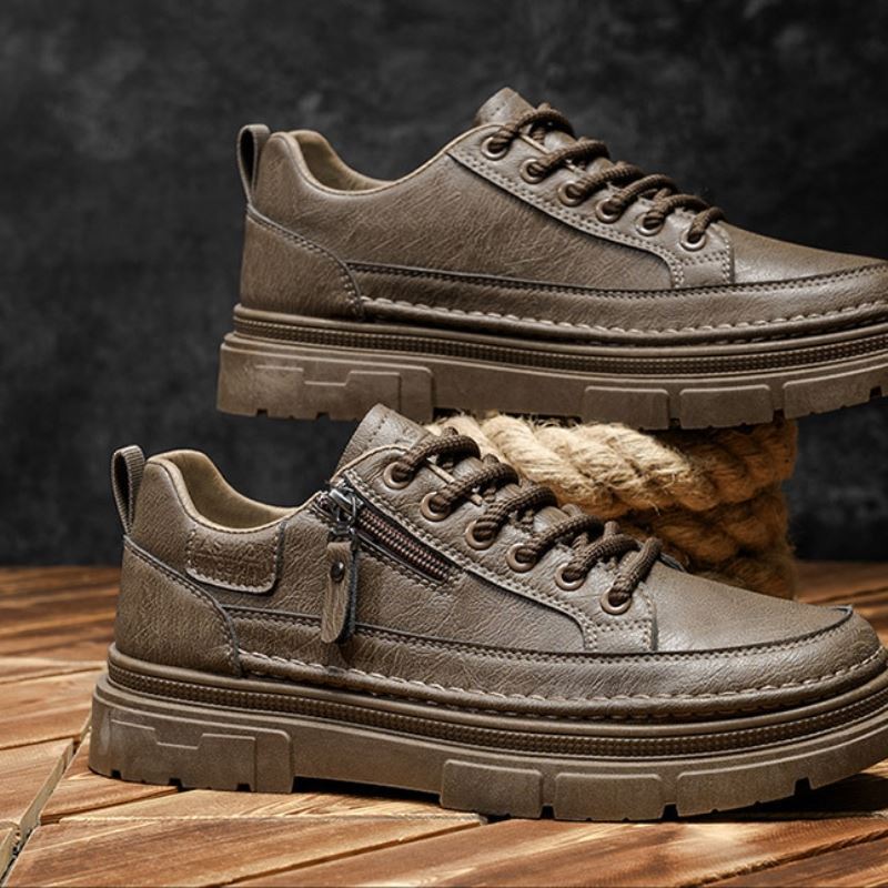 防滑厨师鞋防水防油厨房专用马丁靴男士黑色厚底休闲工作皮鞋低帮