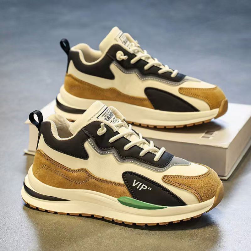 阿甘运动鞋男士冬季2025新款皮面休闲青少年厚底加绒棉鞋老爹潮鞋