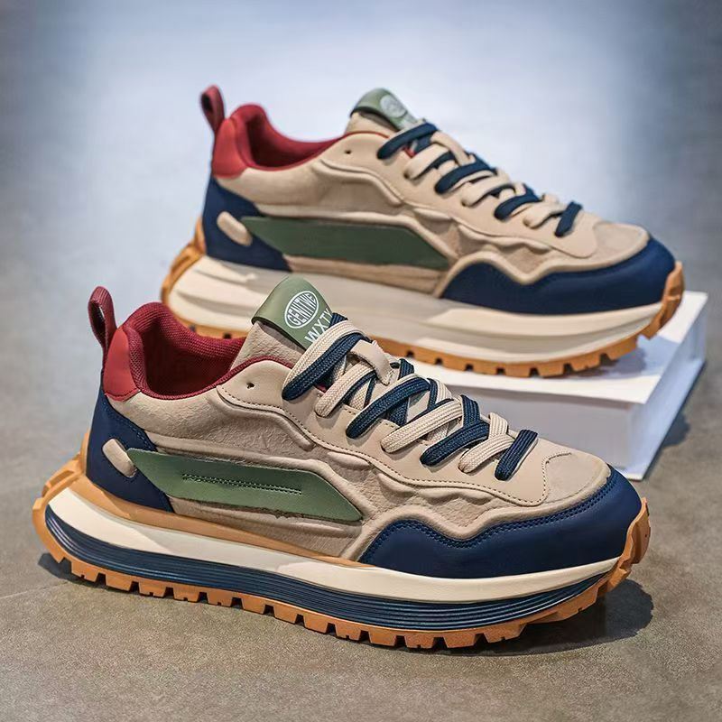 男鞋2025秋季休闲百搭运动鞋港风高颜值老爹鞋新款增高厚底潮鞋子