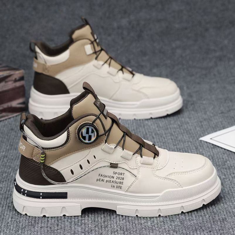 时尚男鞋马丁靴秋季户外运动登山鞋工装靴男旋转纽扣防水耐磨防滑