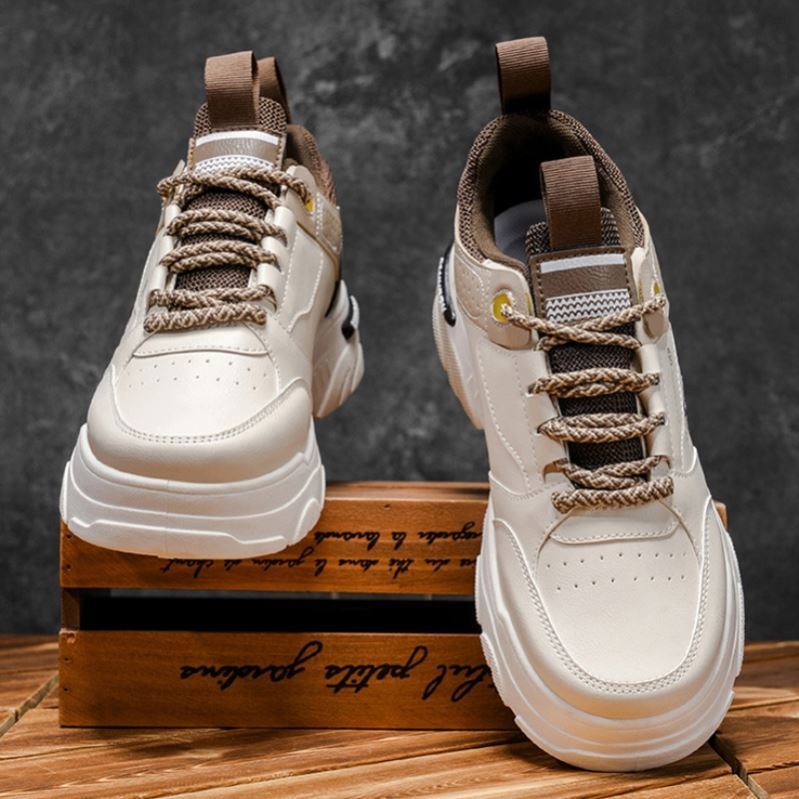 秋季男鞋新款透气小白鞋子男潮流百搭厚底运动鞋休闲板鞋老爹潮鞋