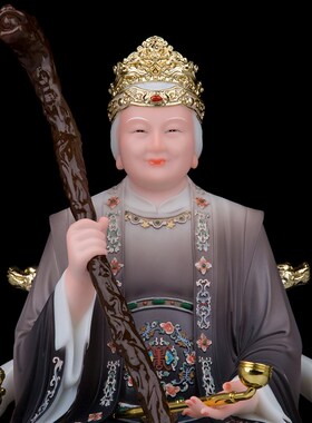 黑老太太神像铁刹山黑奶奶黑妈妈神像四大家族汉白玉彩绘家用摆件