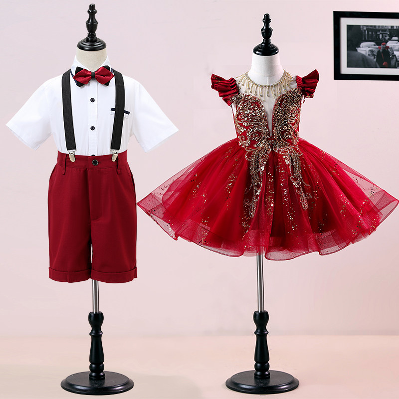 儿童表演服装大合唱演出服小学生开学诗歌朗诵红色蓬蓬公主裙礼服,童装/婴儿装/亲子装,儿童演出服,淘宝优惠券,粉丝福利购,淘宝优惠卷