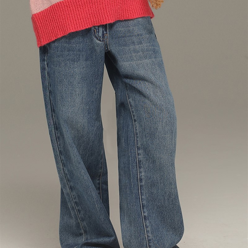 女童高腰牛仔裤2023春秋新款儿童宽松春秋中大童休闲直筒软阔腿裤
