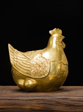 包邮 吉祥纯铜母鸡金蛋铜鸡招财进宝摆件 家居摆设饰品