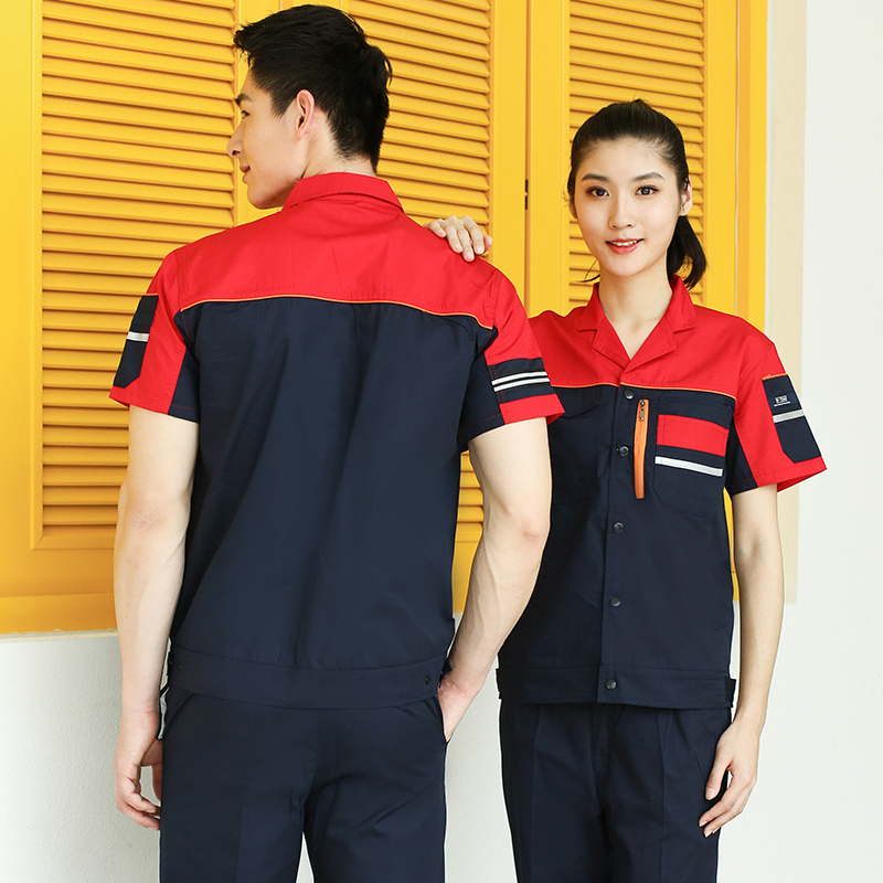 夏季短袖工作服套装男耐磨劳保服薄款透气厂服工装保洁上衣定订制