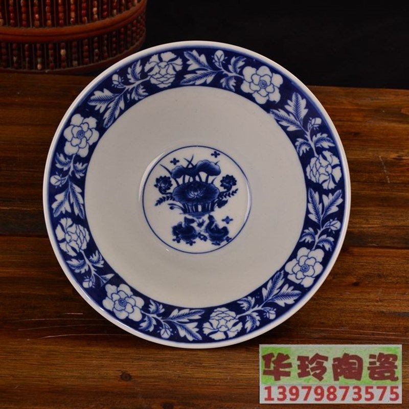 仿古9寸青花瓷餐具大面碗 景德镇陶瓷碗 汤碗 斗笠碗 菜碗 拉面碗