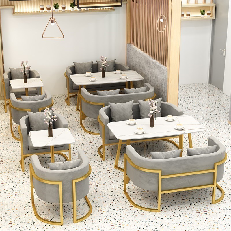 网红烧烤奶茶吧桌椅组合西餐咖啡厅清吧铁艺卡座沙发简约沙发卡座