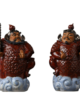 石湾公仔工艺精品门客厅电视酒柜镇宅招财装饰品门神中式陶瓷摆件