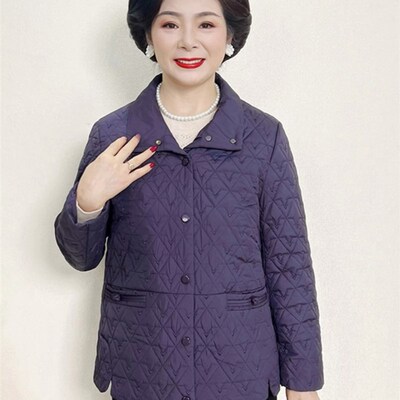 小个子妈妈秋冬新款外套2023新款夹棉上衣中老年女士冬装轻薄棉服