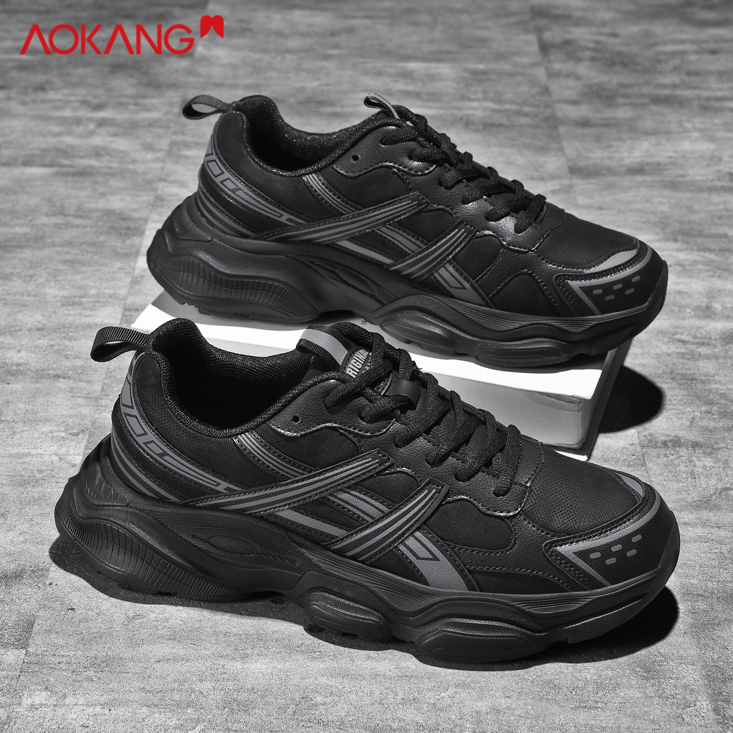 春秋季运动休闲男士增高厚底黑色