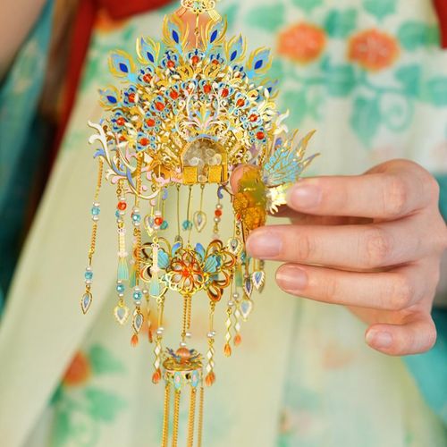 拼界王国孔雀香翎3d立体金属拼图diy手工非遗摆件国风拼装模型女