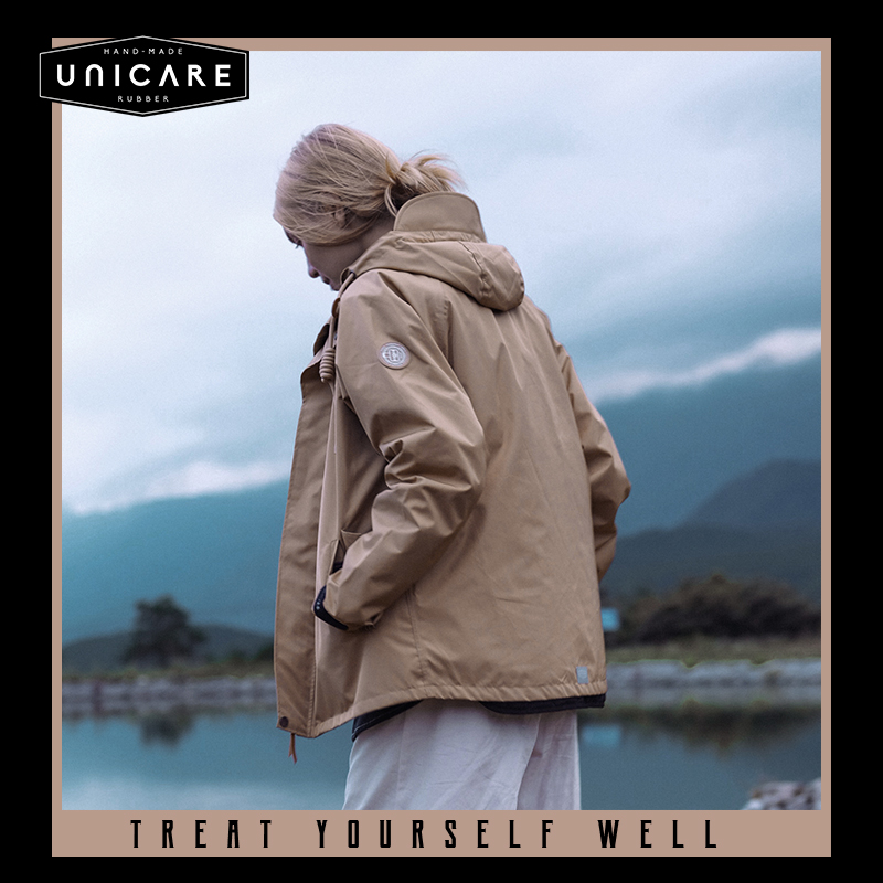 UNICARE机能复古冲锋衣防风外套男女夹克 防水雨衣时尚户外雨披潮