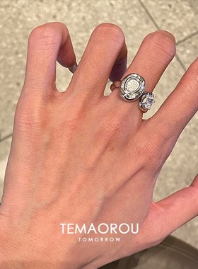 vintager中古银色古币戒指女古着食指戒轻奢高级感独特指环配饰品