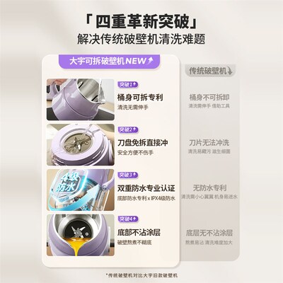 大宇豆浆机家用全自动柔声静低音破壁机多功能大容量新款榨汁机
