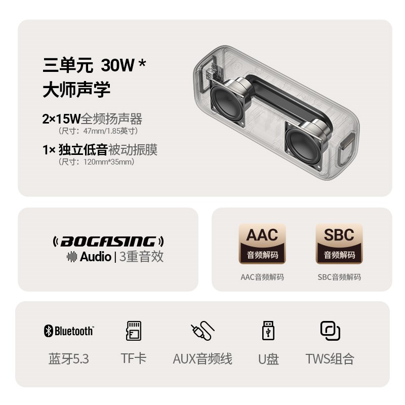 BOGASING G6蓝牙音响高音质户外便携式大音量音箱小型无线低音炮