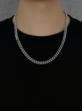 II项链男潮嘻哈古巴简约男士女小众设计钛钢链子锁骨链配饰高级感
