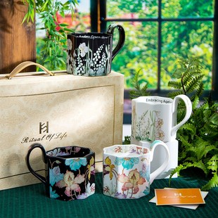 高级感咖啡杯子精致陶瓷茶具情侣杯子轻奢设计感女生礼物杯子