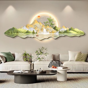 饰画日照金山沙发背景墙挂画高级感轻奢大气山水画 北欧简约客厅装