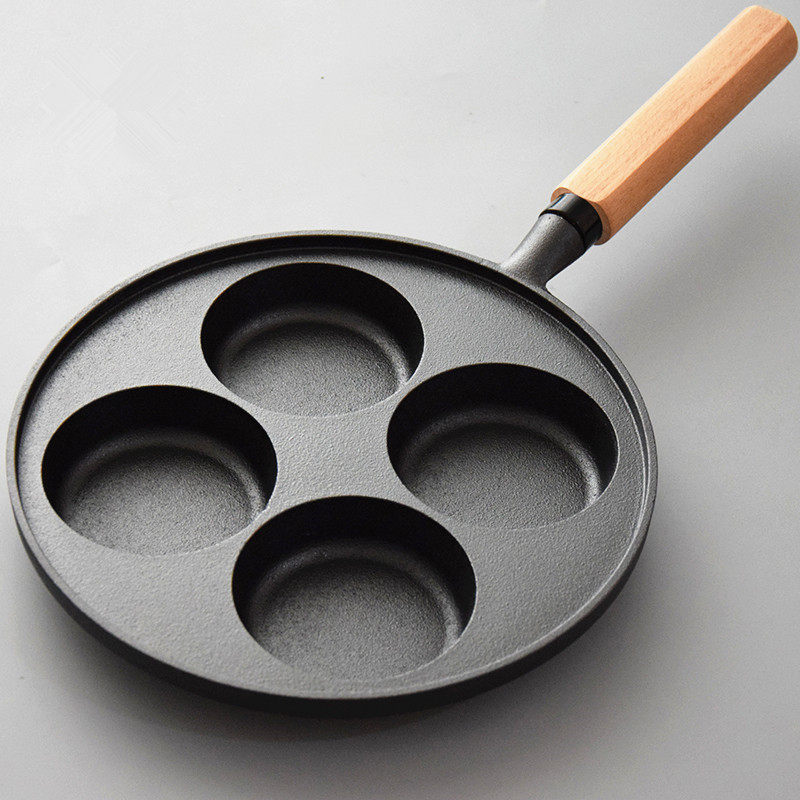 新款加深四孔鸡蛋汉堡锅铸铁无涂层煎蛋锅不粘蛋堡模具蛋饺锅家用,厨房/烹饪用具,煎锅/平底锅,淘宝优惠券,粉丝福利购,淘宝优惠卷