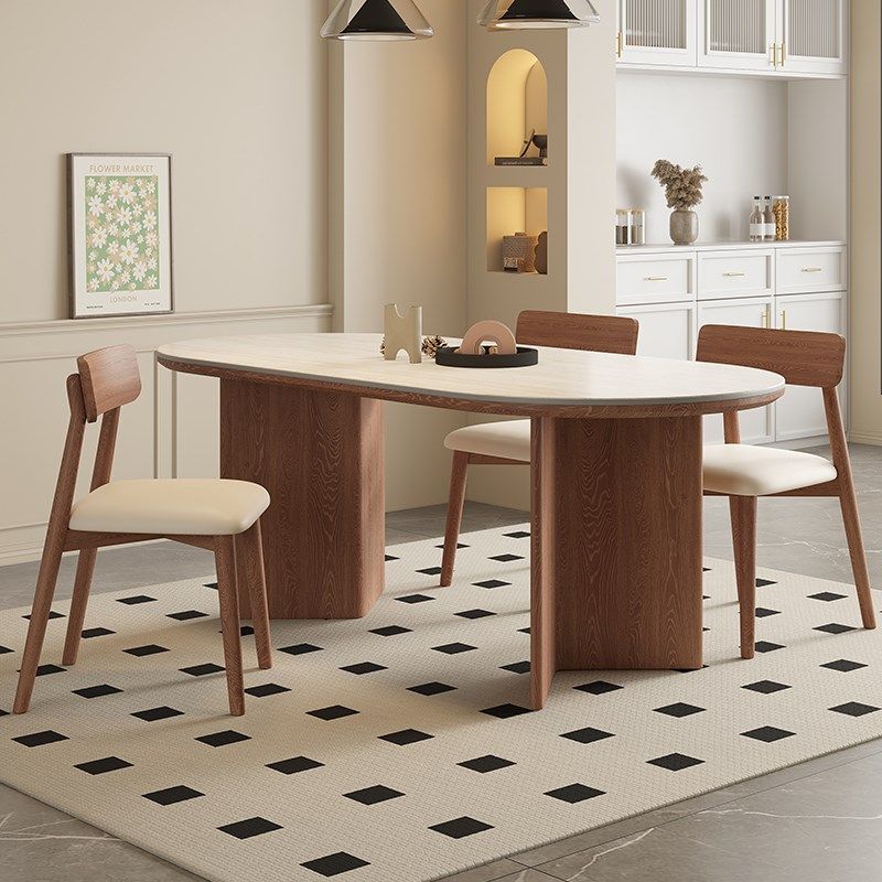 复古简约家用实木岩板餐桌椅组合白蜡木厨房餐厅网红高端吃饭桌,住宅家具,岩板餐桌,淘宝优惠券,粉丝福利购,淘宝优惠卷