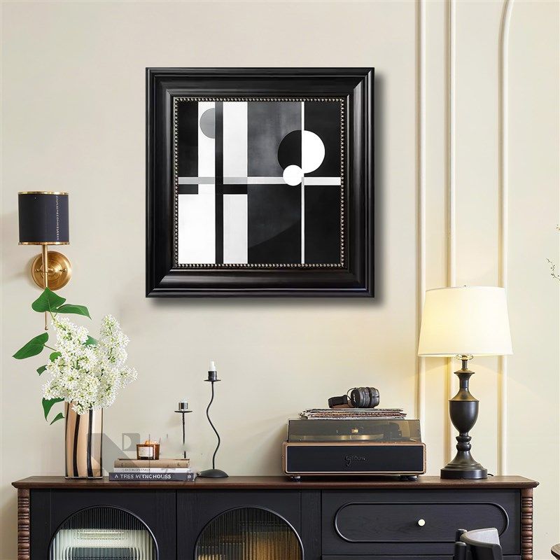 法式中古风装饰画抽象几何艺术黑白饭厅餐桌餐厅挂画卧室客厅壁画,家居饰品,现代装饰画,淘宝优惠券,粉丝福利购,淘宝优惠卷