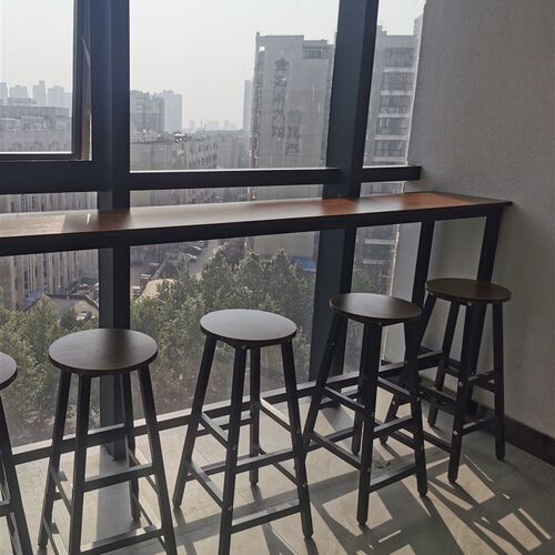 吧台凳高脚凳高凳简约现代钢木结构奶茶店餐厅阳台吧凳子