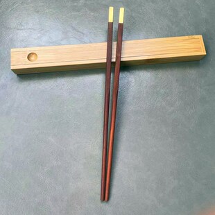 高档铜头红檀木筷子单人装一双带木盒子创意便携木质餐具精致中式
