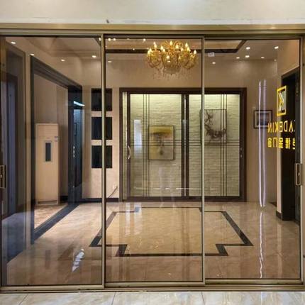 厨房客厅隔断门铝合金断桥极窄推拉门阳台三联动推拉门吊轨玻璃门