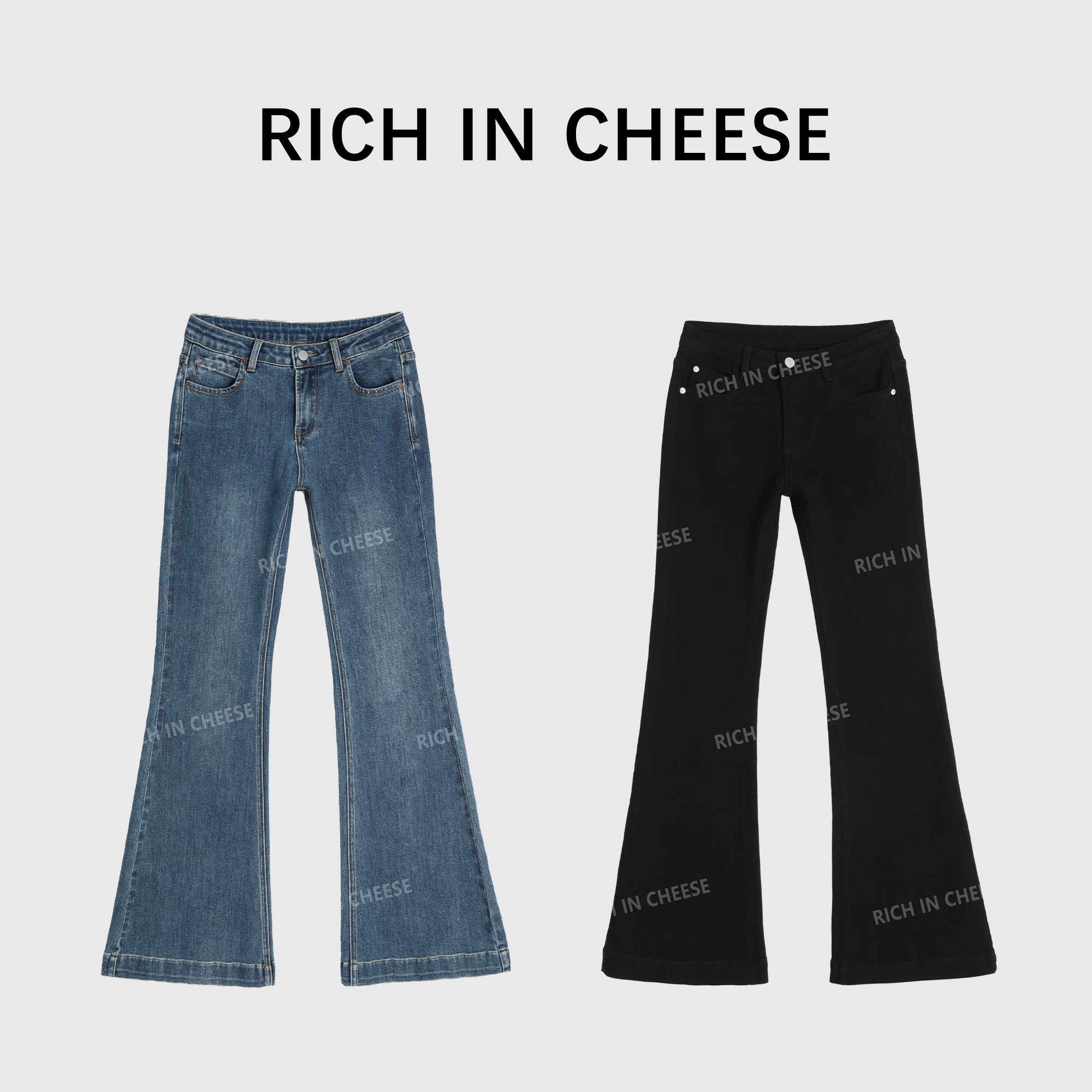RICHINCHEESE 长腿喇叭裤 秋季修身牛仔喇叭裤时尚休闲女士微喇