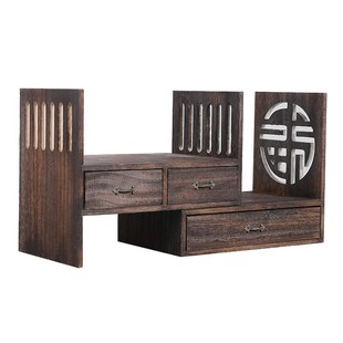 实木架子桌面置物架学生书桌桌上书架伸缩收纳书柜组合书橱储物架