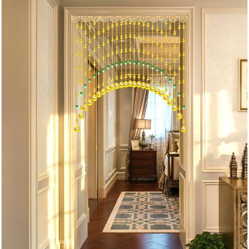 网红卧室门帘水晶葫芦珠帘隔断玄关过道客厅免打孔厕所拱形挂帘子