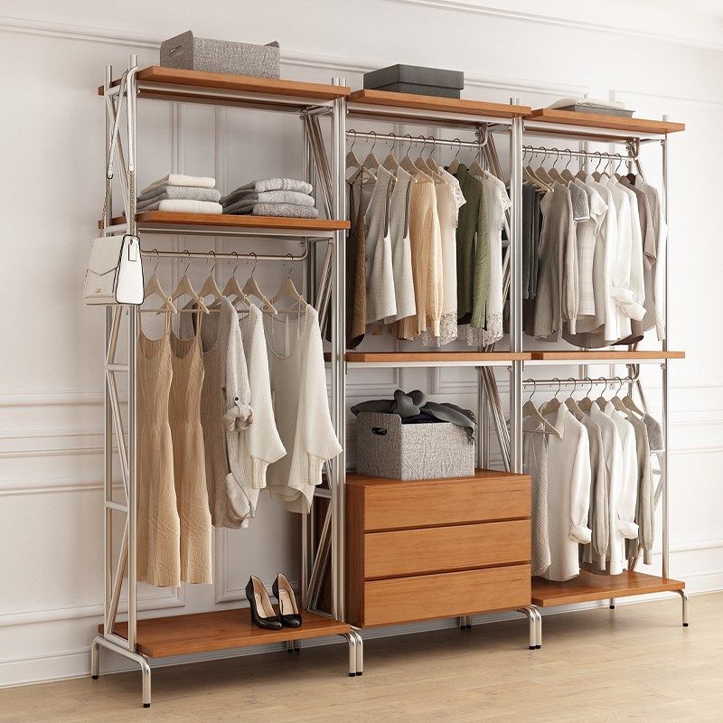 开放式衣柜铁艺衣帽间架子组装置物架步入式衣架落地卧室衣橱实木,住宅家具,衣帽架,淘宝优惠券,粉丝福利购,淘宝优惠卷