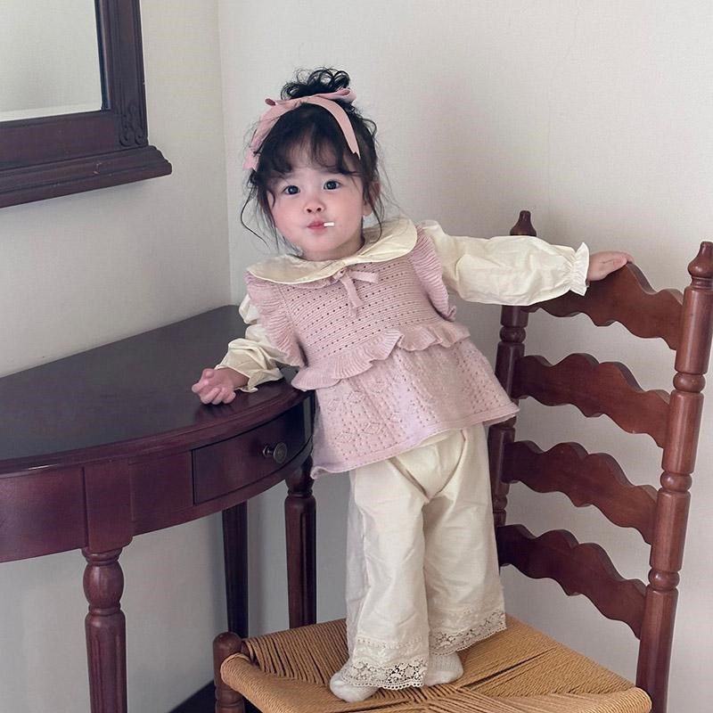 2025春秋装女童针织背心裙纯棉宝宝毛衣马甲婴儿甜美洋气外套潮