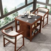 恬梦家居新中式 家用茶台茶桌阳台实木一米小型茶桌椅组合2024新款
