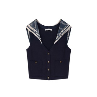 REVAN芮范设计师款复古无袖毛织开衫马甲RL30702502