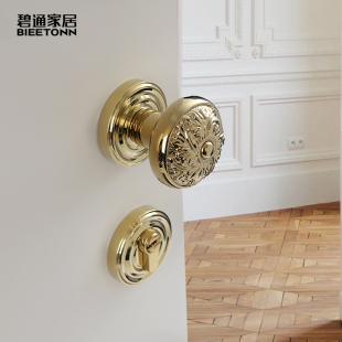 碧通创意法式 花语实心黄铜房门锁静音复古轻奢室内分锁金色磁吸锁