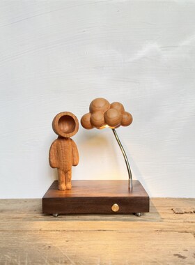 原木风木雕猫咪小众卧室床头民宿创意礼品装饰氛围木质摆件小夜灯