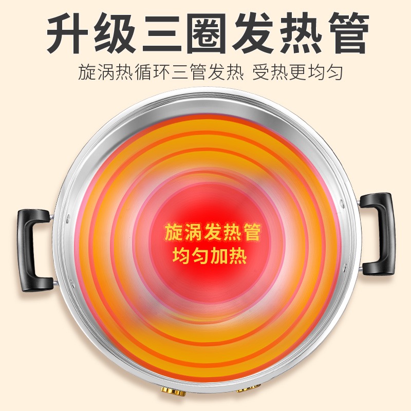 304电煎锅多功能家用平底烙饼锅大容量蒸煮炒一体加深不粘电饼铛