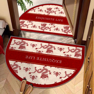 高级感半圆入户门地垫龙年喜庆进门门口地毯玄关换鞋 脚垫耐脏防滑