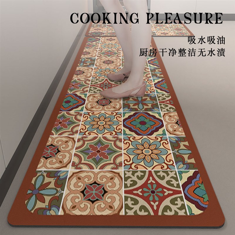 硅藻泥厨房地垫防滑防油吸水垫防水专用门口耐脏脚垫免洗可擦地毯