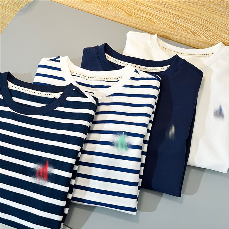 2024秋季新款男童女童纯棉条纹圆领套头卫衣中大儿童装休闲打底衫