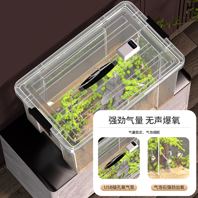 最萌鱼缸造景客厅小型过滤循环一体成型古法养鱼箱增氧活鱼桶钓箱