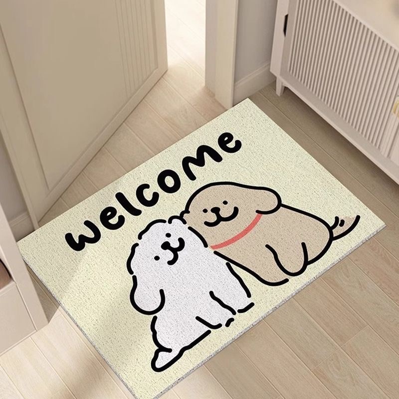 卡通小狗丝圈进门地垫小狗入户玄关脚垫刮土蹭泥门口玄关门垫