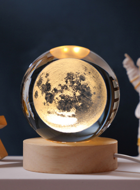 发光水晶球小摆件桌面创意治愈系玻璃球装饰品小夜灯送人生日礼物