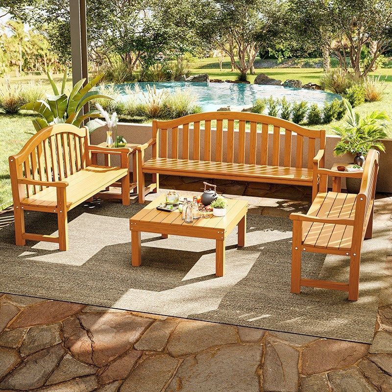 户外防腐木别墅庭院露天休息实木沙发室外露台花园休闲椅防水防晒,住宅家具,户外沙发,淘宝优惠券,粉丝福利购,淘宝优惠卷