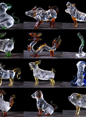 水晶十二生肖鼠牛虎兔龙蛇马羊猴鸡狗猪客厅生肖家居装饰工艺摆饰