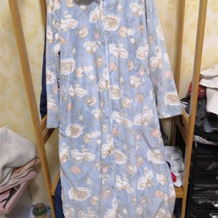 法兰绒睡袍女可爱秋冬季女生加长款加厚珊瑚绒睡裙长袖浴袍睡衣