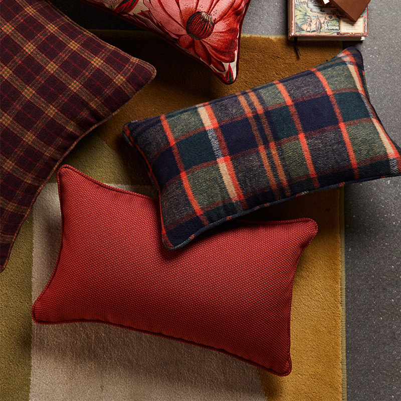 偏爱集美式抱枕轻奢高级感复古客厅沙发腰枕靠垫红色不含芯抱枕套